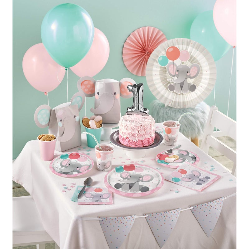 Creative Converting Enchanting Elephants Girl 1st Birthday Banner, 1 ct - Image 3